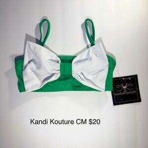 Green and White Bow Top Kandi Kouture